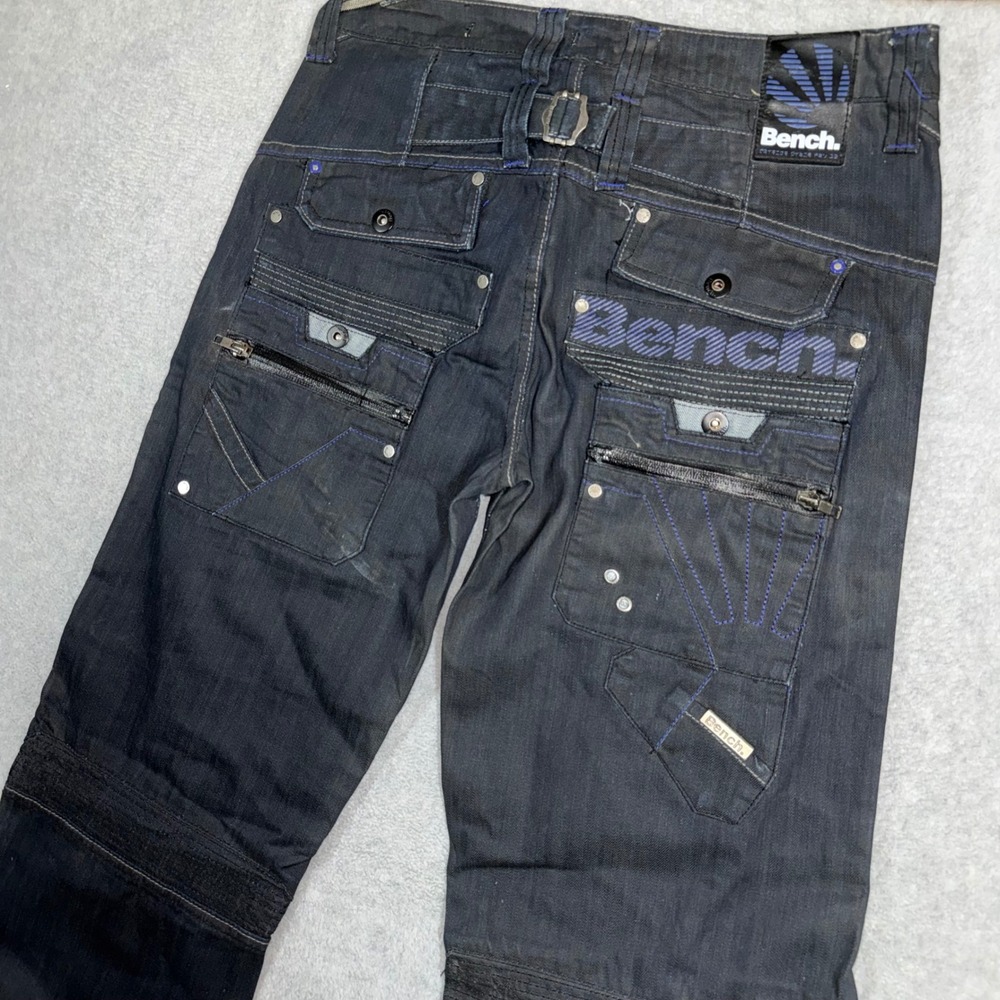 Bench Overload Loose Fit Jeans Mens 30x34‎ Dark Wash Blue Stitch Multi Pocket